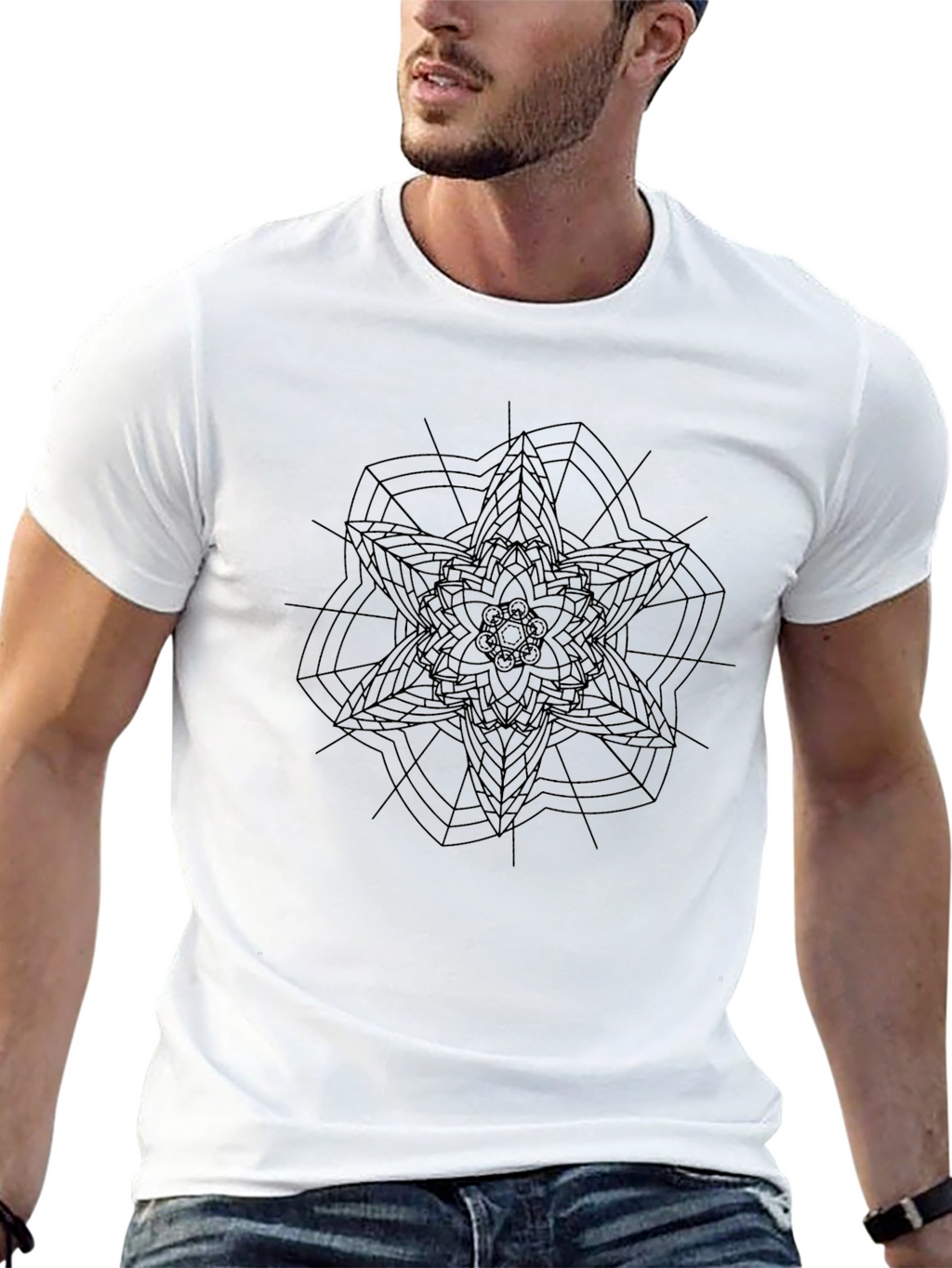 Abstract Geometric Graphic Tee - Black