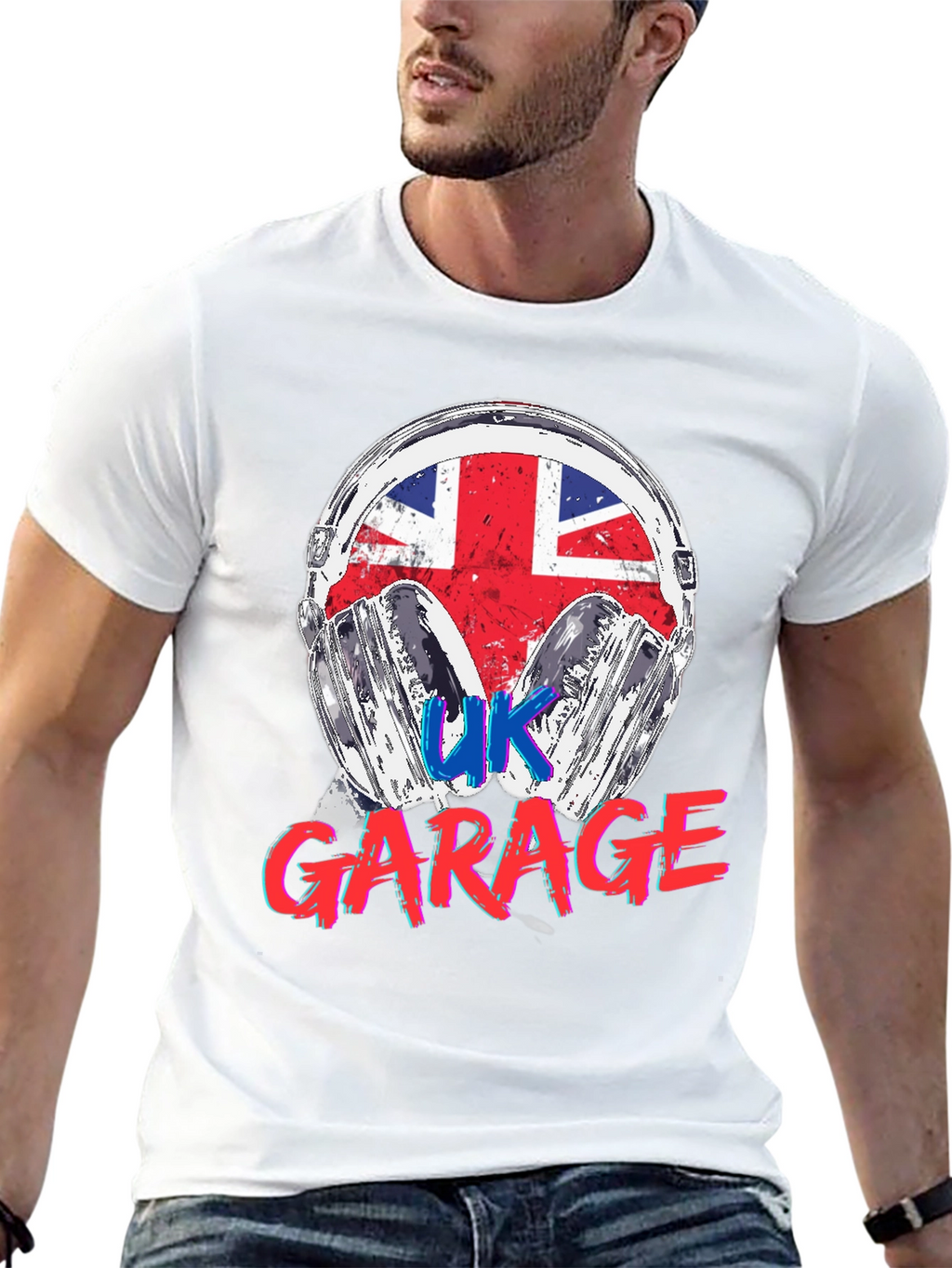 UK Garage Music T-Shirt Union Jack Headphones Design
