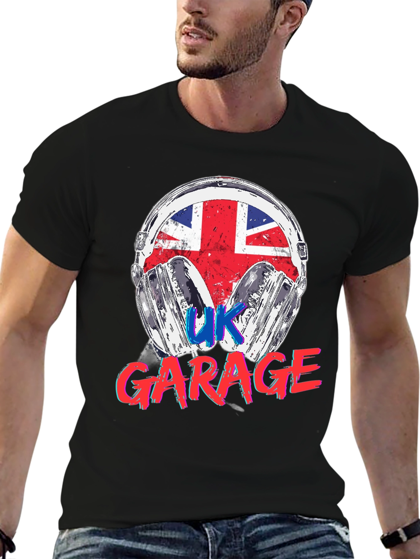 UK Garage Music T-Shirt Union Jack Headphones Design