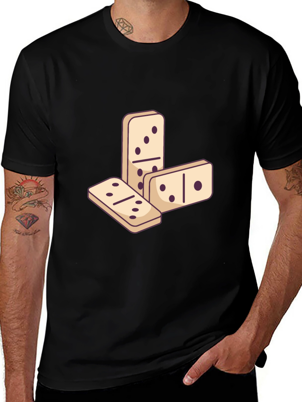 Domino Graphic Tee - Black Casual T-Shirt