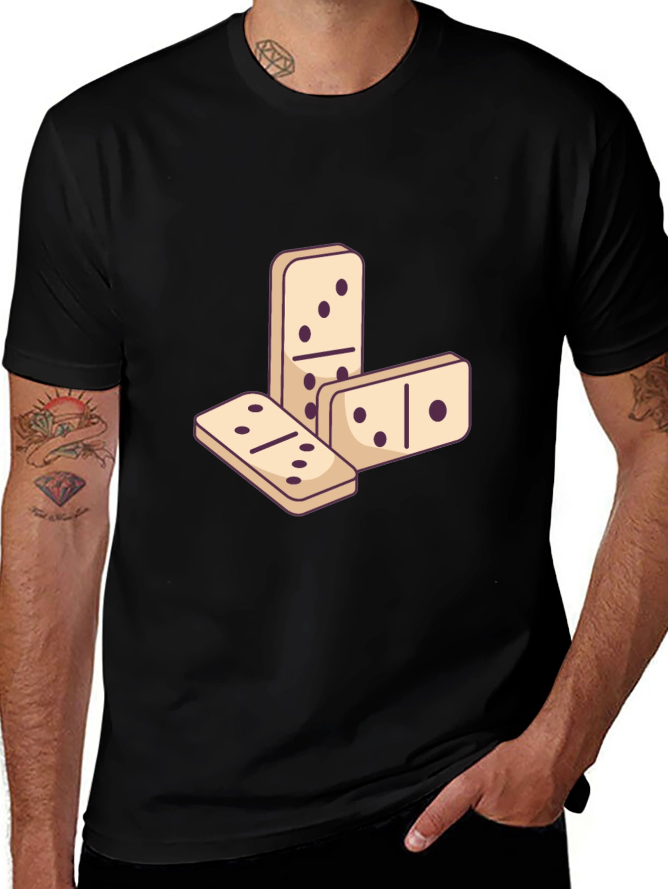 Domino Graphic Tee - Black Casual T-Shirt