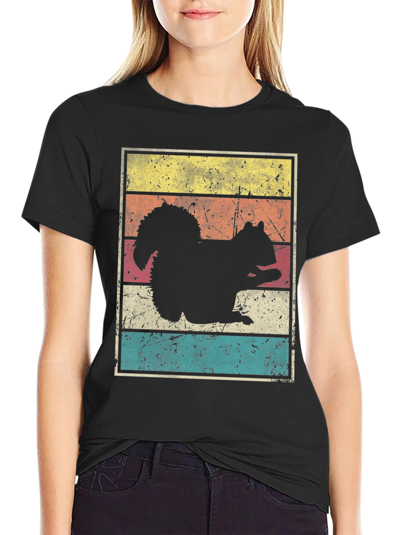 Squirrel Silhouette Retro Style Graphic T-Shirt