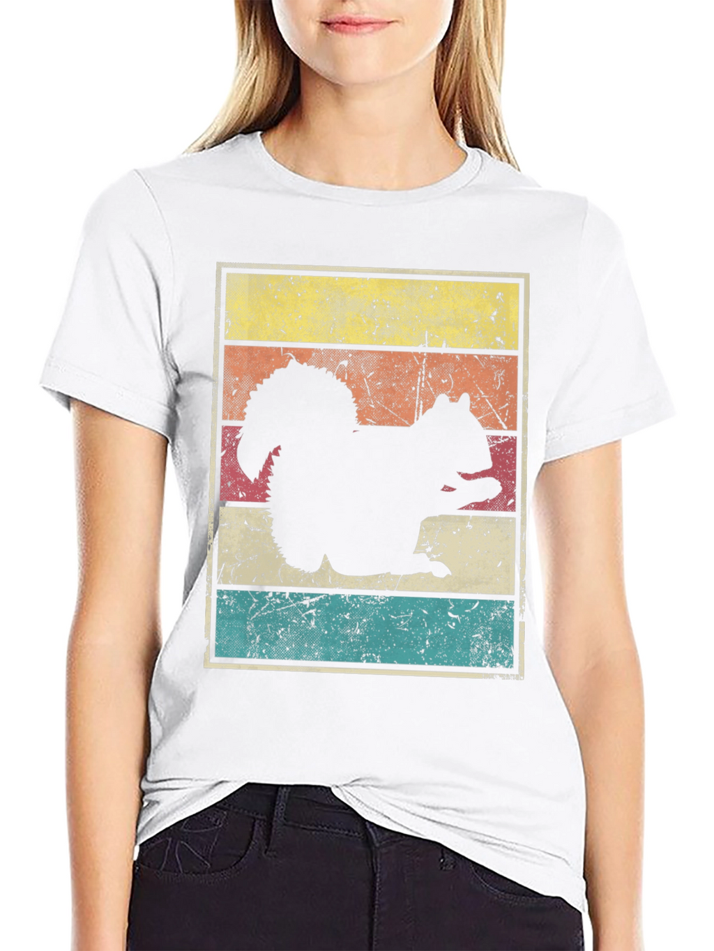 Squirrel Silhouette Retro Style Graphic T-Shirt