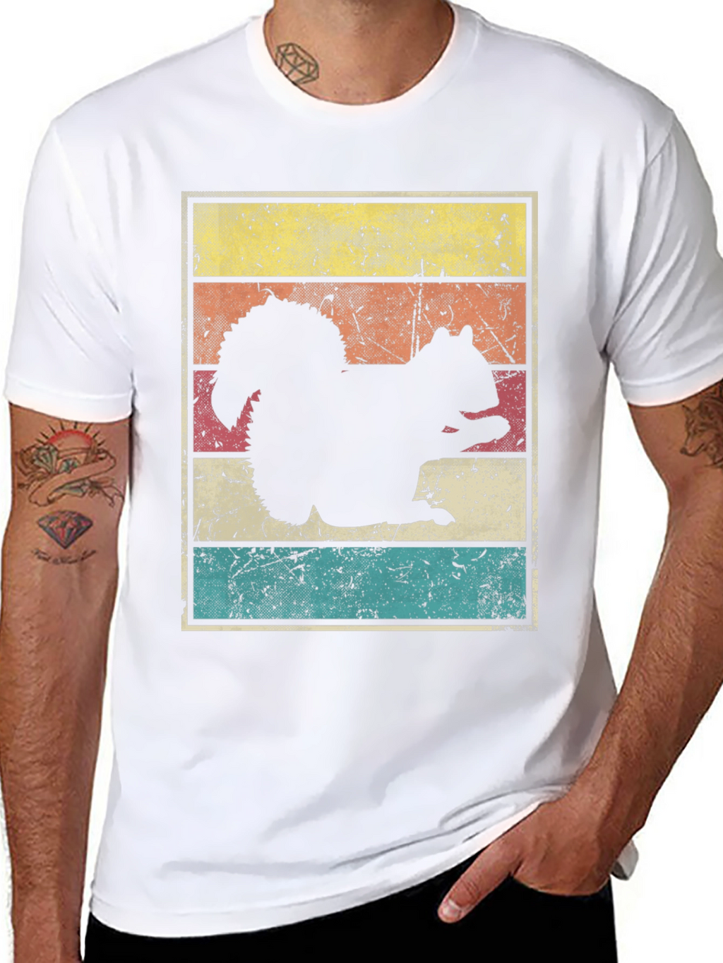 Squirrel Silhouette Retro Style Graphic T-Shirt