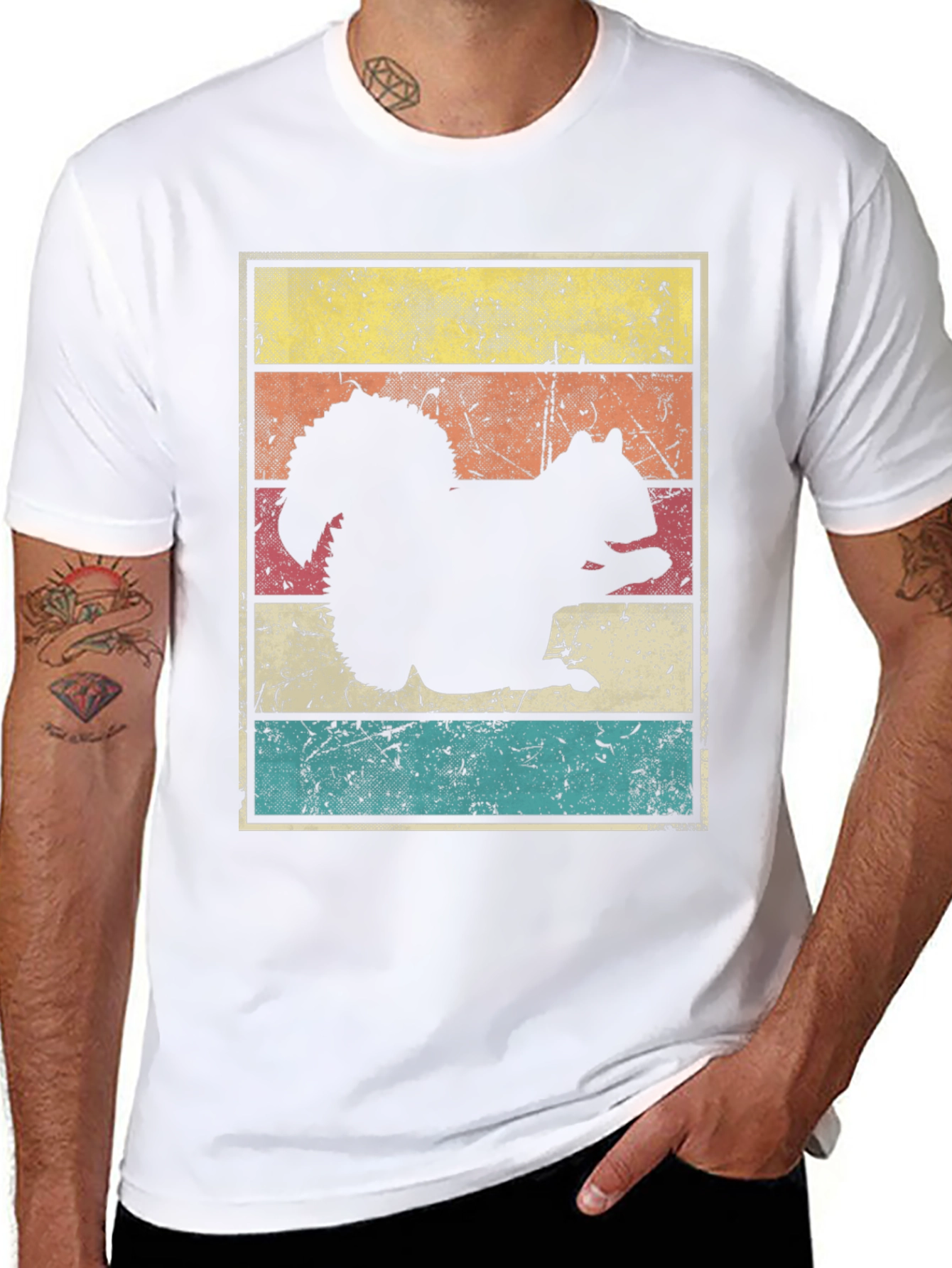 Squirrel Silhouette Retro Style Graphic T-Shirt