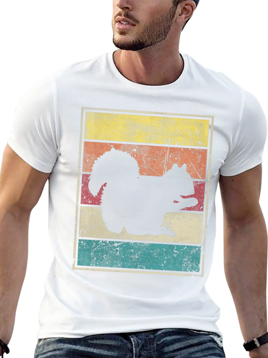 Squirrel Silhouette Retro Style Graphic T-Shirt