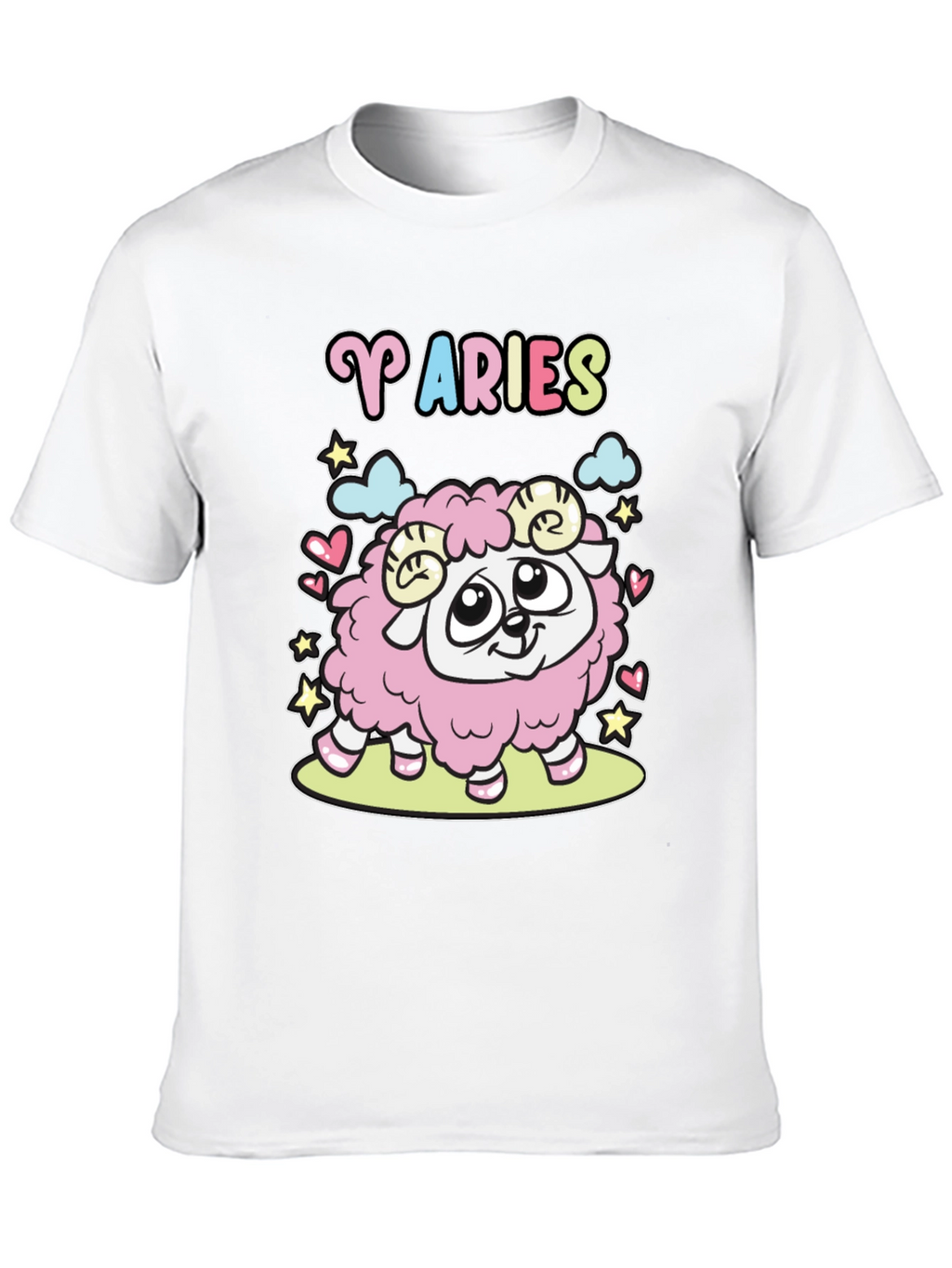 Aries Zodiac Cartoon Graphic Black Tee