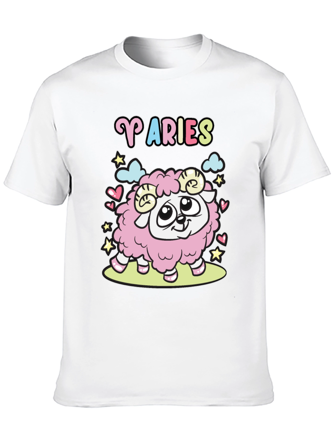 Aries Zodiac Cartoon Graphic Black Tee