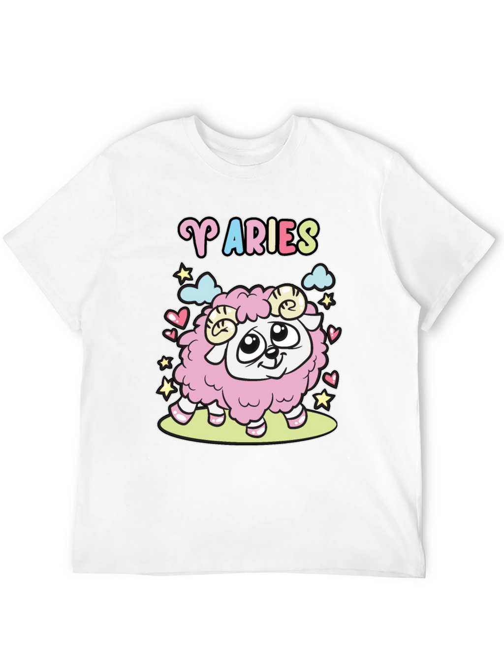 Aries Zodiac Cartoon Graphic Black Tee