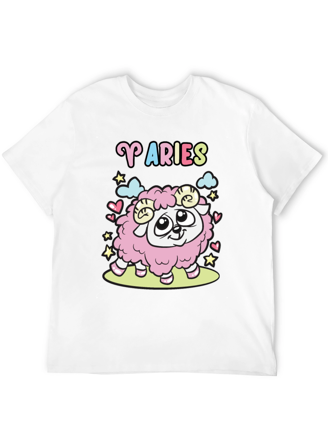 Aries Zodiac Cartoon Graphic Black Tee