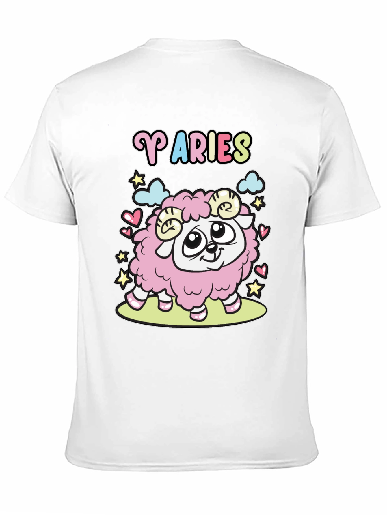Aries Zodiac Cartoon Graphic Black Tee