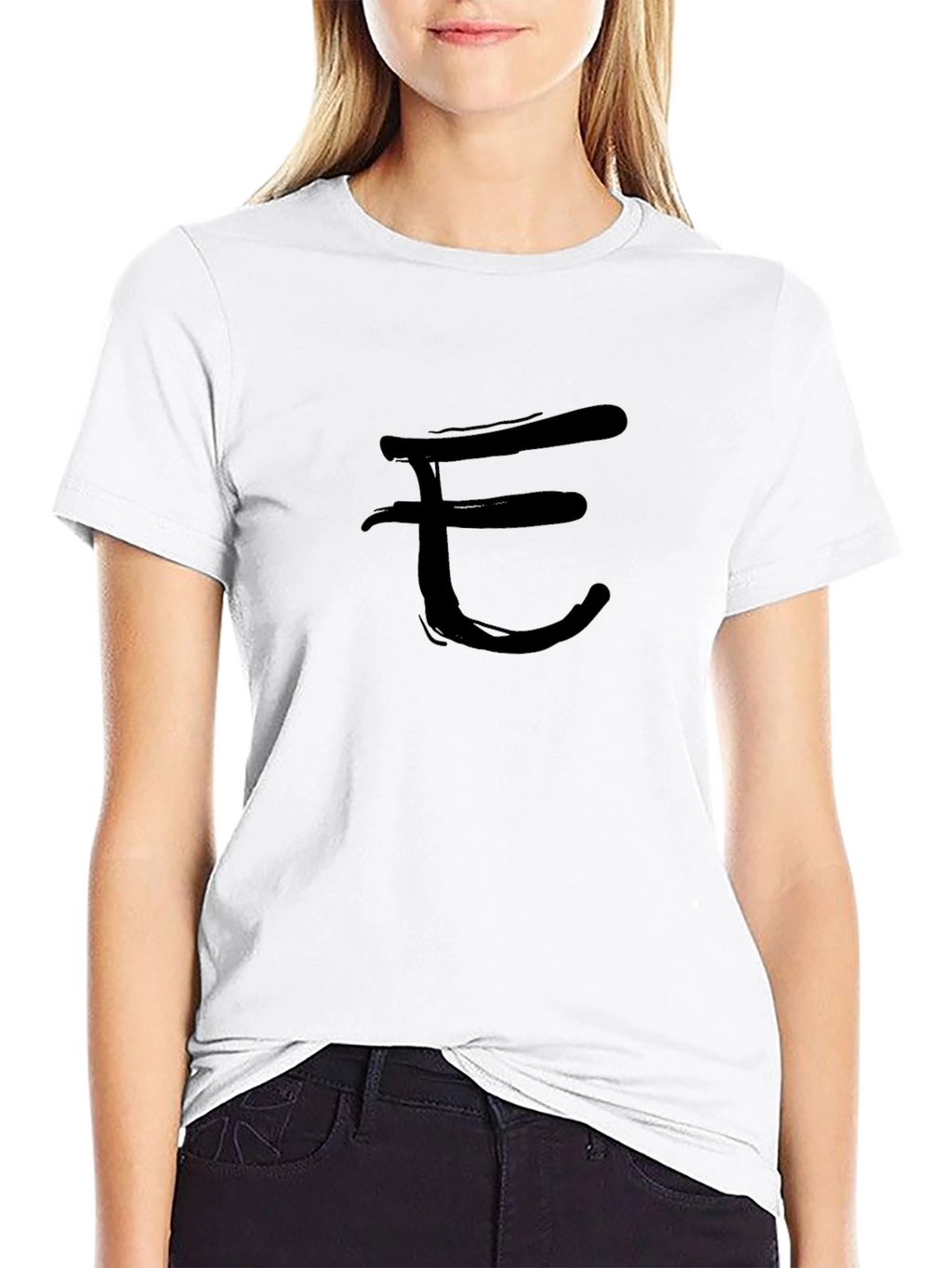 Minimalist Black T-Shirt with Brushstroke Letter Design