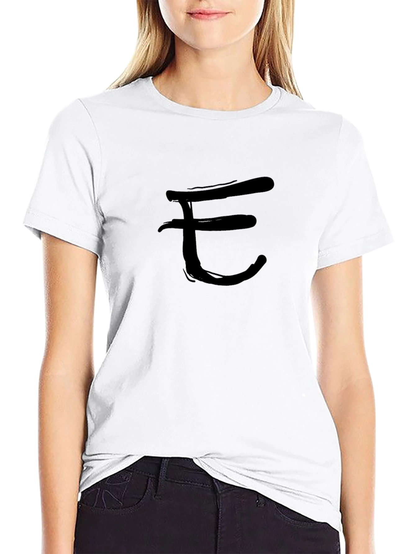 Minimalist Black T-Shirt with Brushstroke Letter Design
