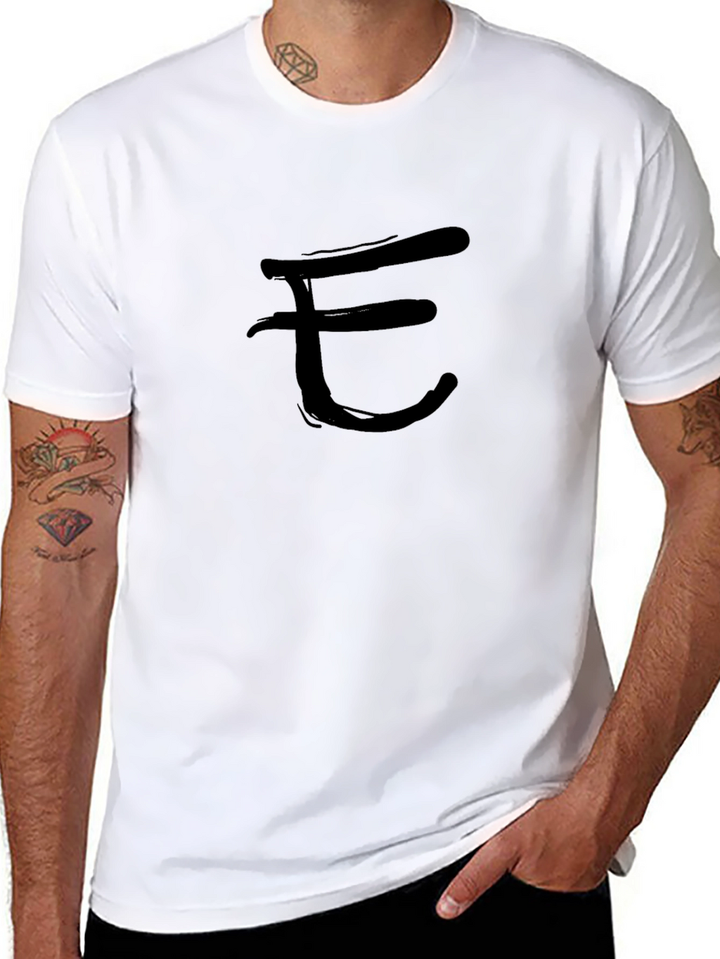 Minimalist Black T-Shirt with Brushstroke Letter Design