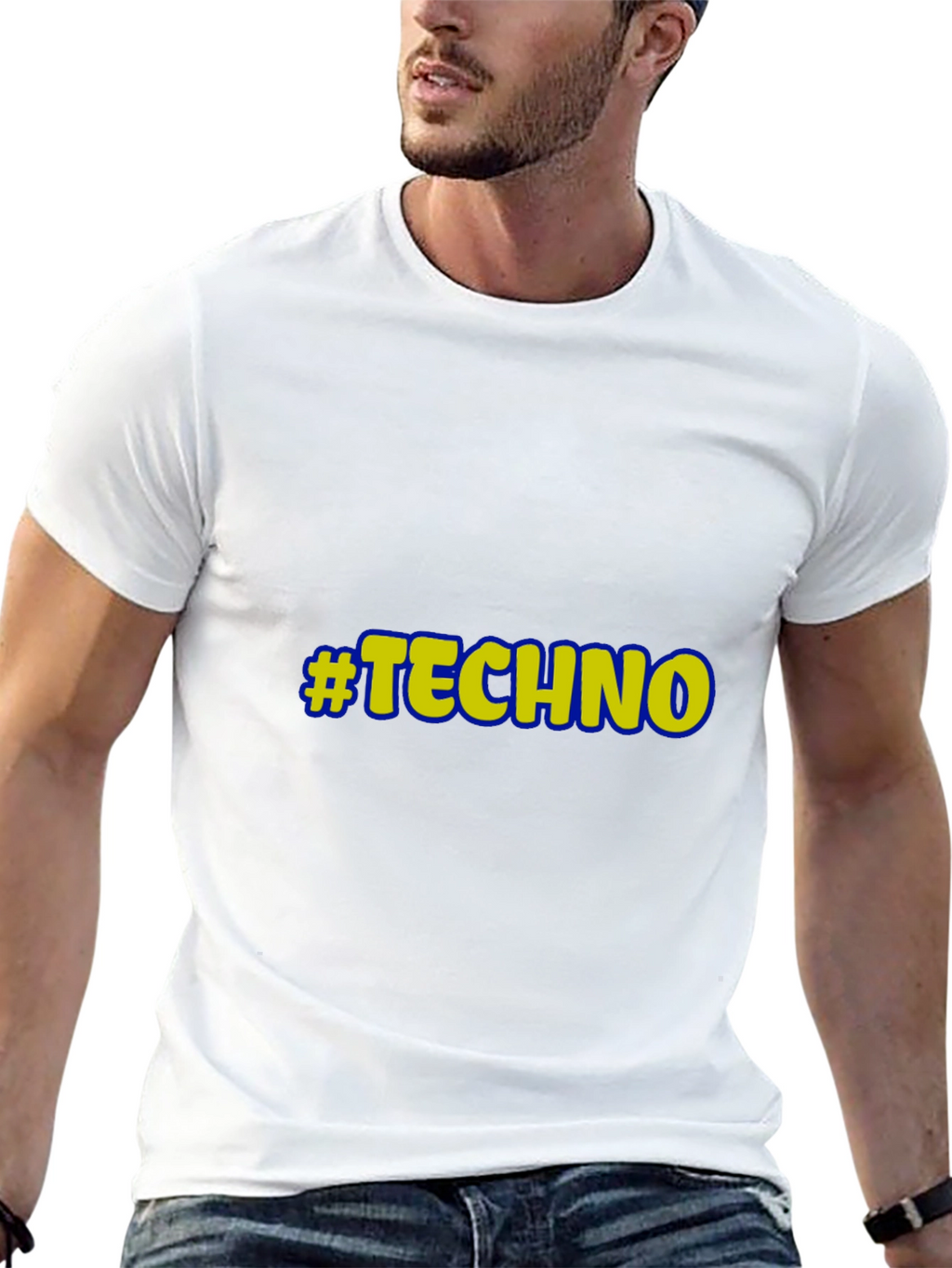 Black #Techno Graphic T-Shirt