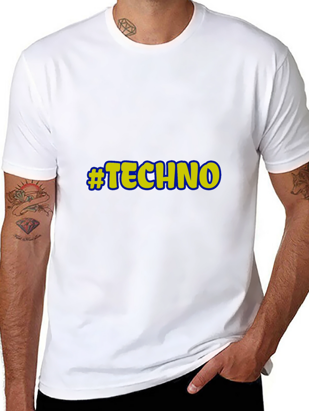 Black #Techno Graphic T-Shirt