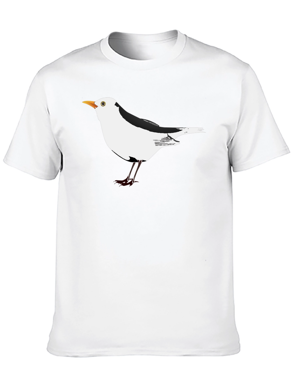 Black T-Shirt with Unique Seagull Bird Graphic