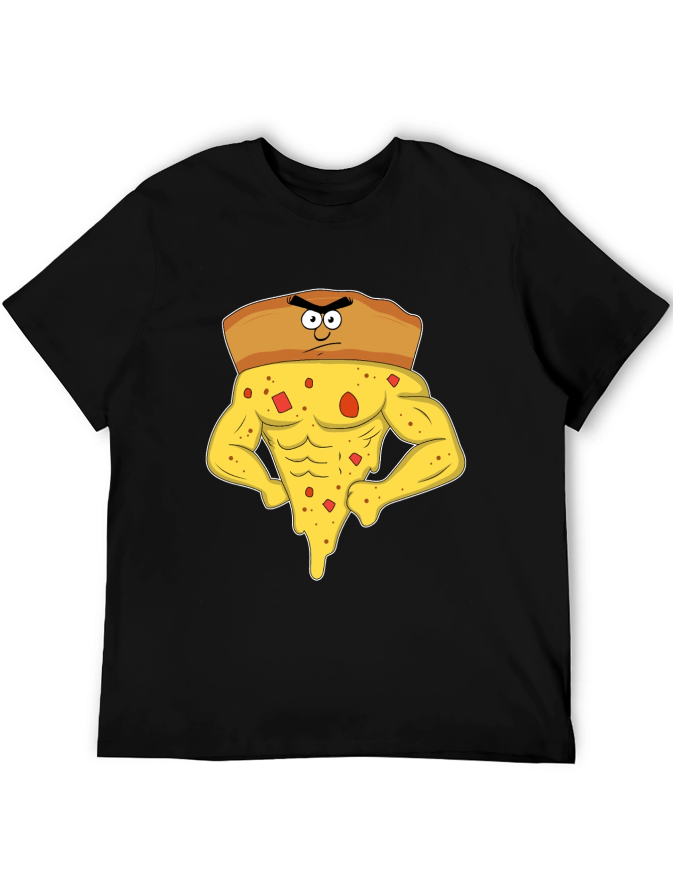 Funny Muscular Pizza Slice Graphic T-Shirt
