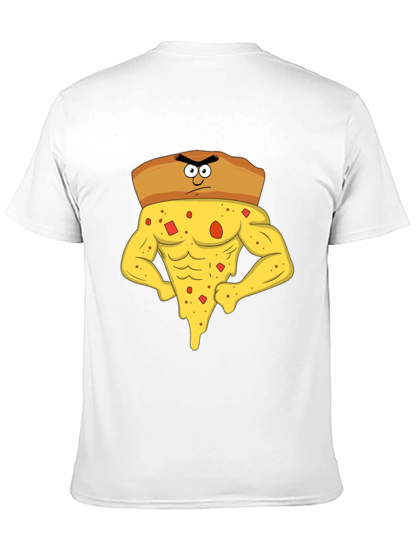 Funny Muscular Pizza Slice Graphic T-Shirt