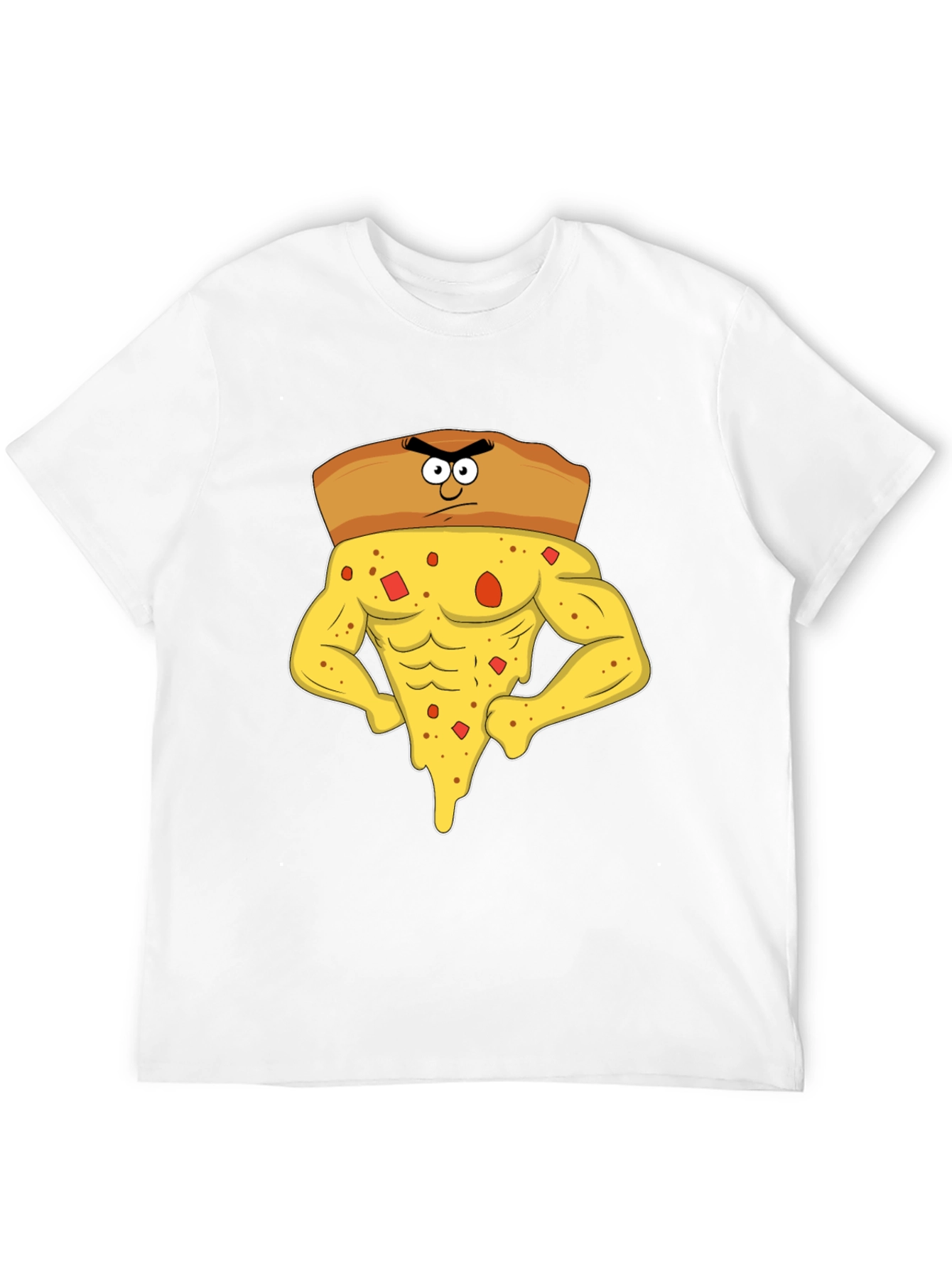 Funny Muscular Pizza Slice Graphic T-Shirt