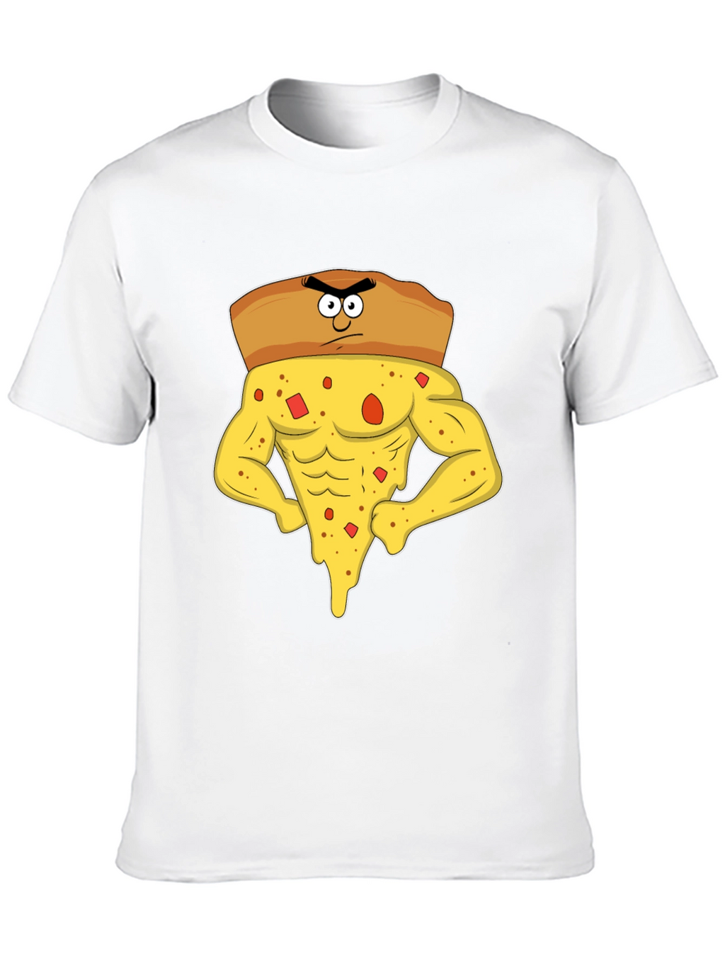 Funny Muscular Pizza Slice Graphic T-Shirt