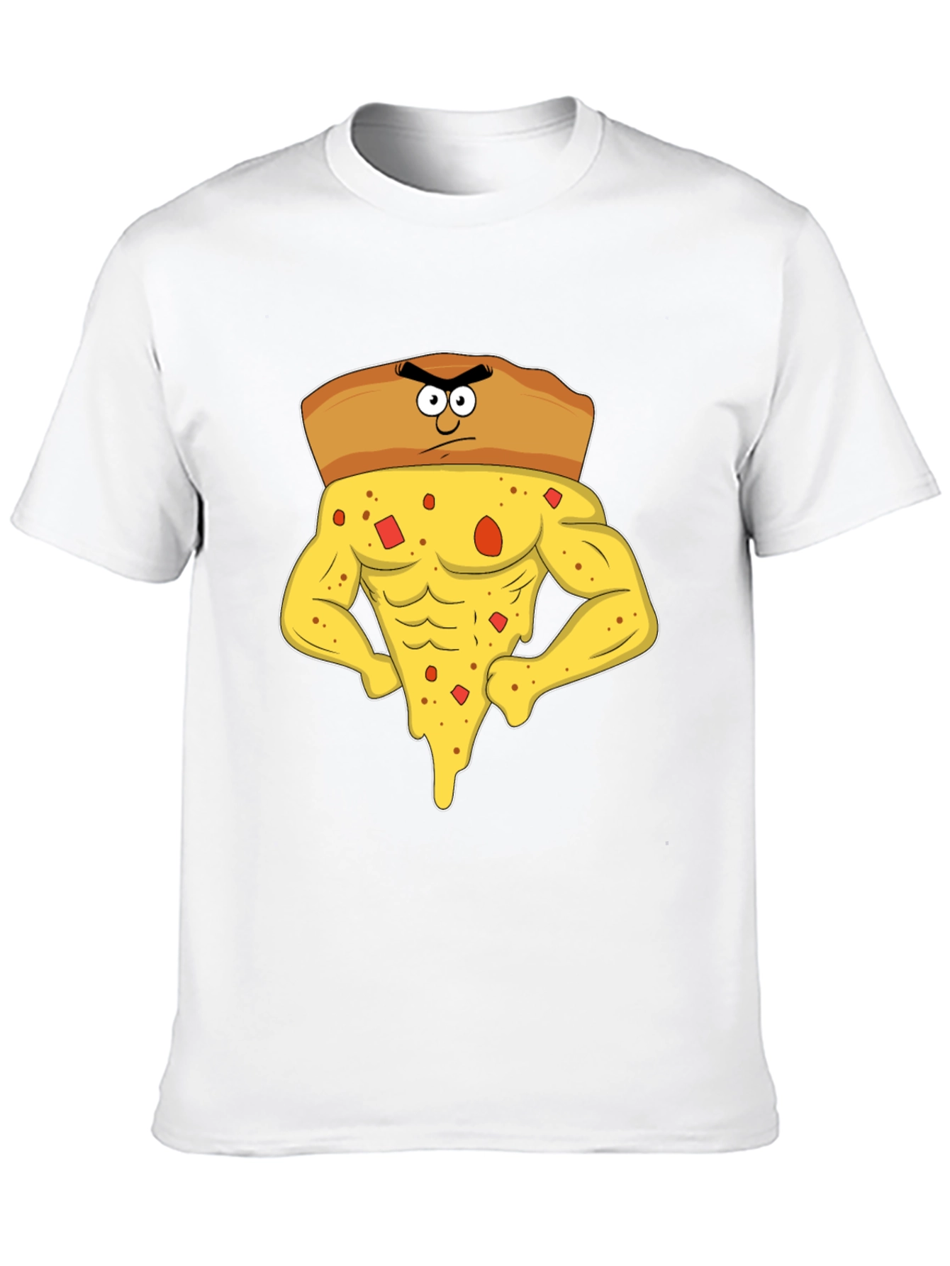 Funny Muscular Pizza Slice Graphic T-Shirt