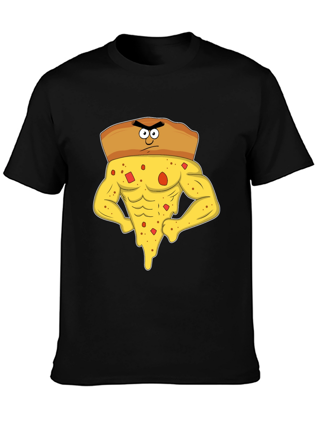 Funny Muscular Pizza Slice Graphic T-Shirt