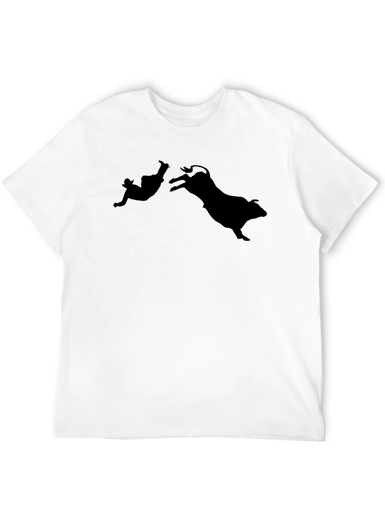 Bull Riding Silhouette Black T-Shirt