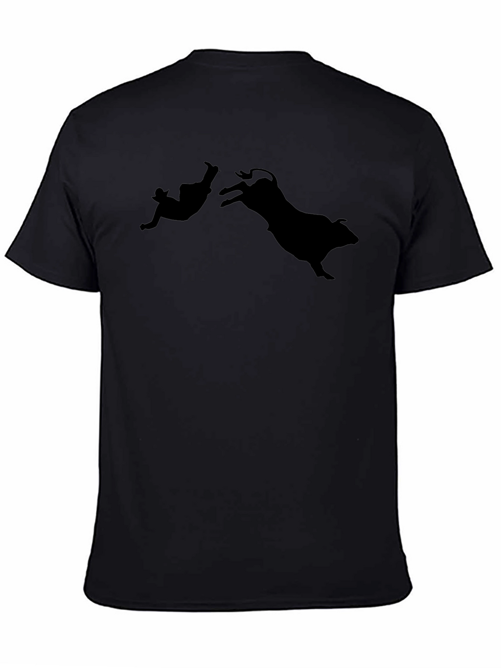 Bull Riding Silhouette Black T-Shirt
