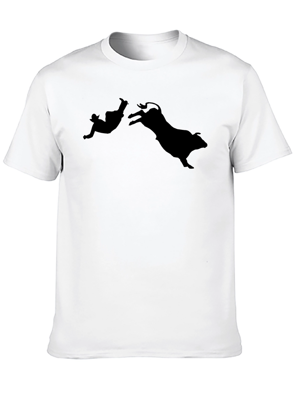 Bull Riding Silhouette Black T-Shirt