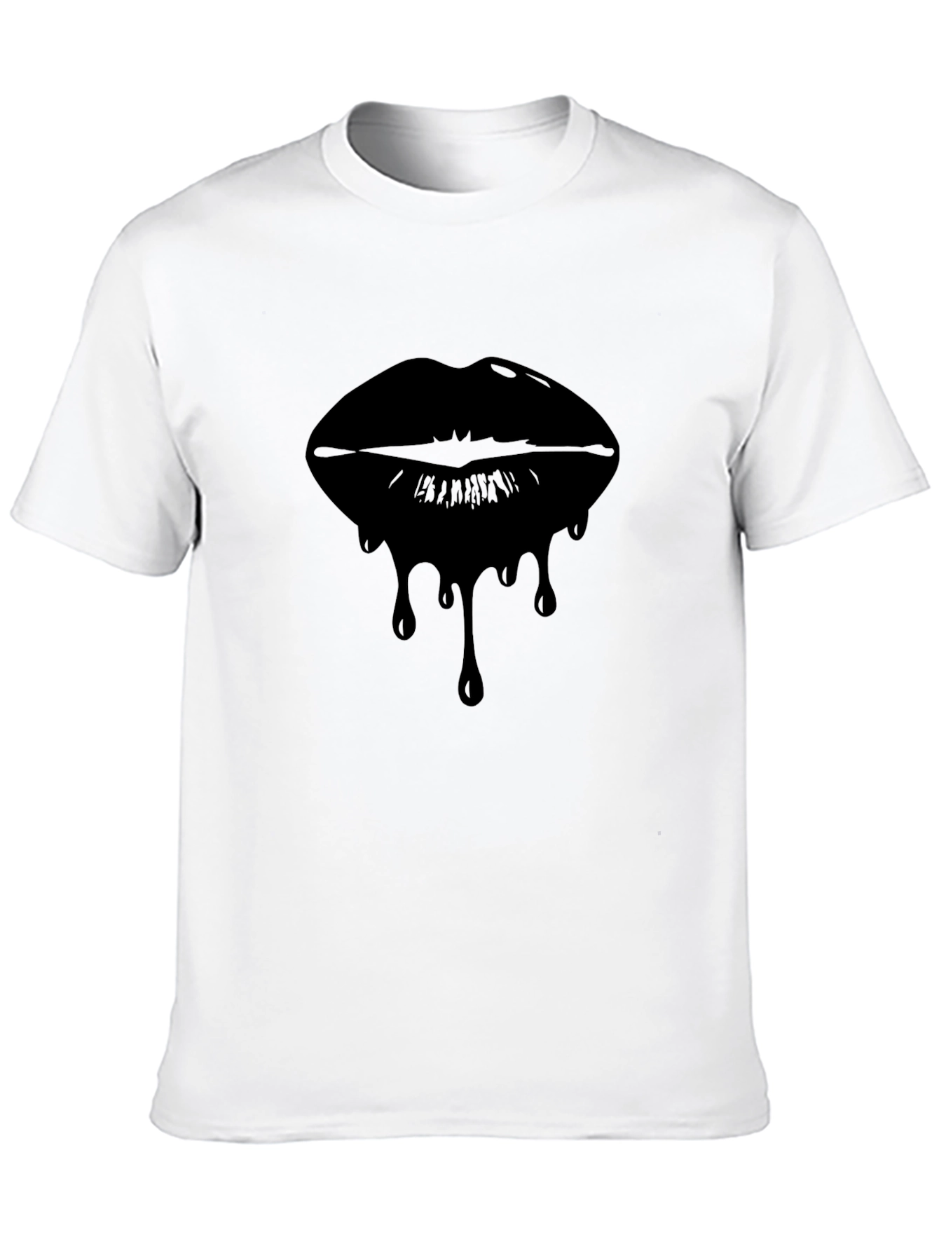 Dripping Lips Graphic Tee - Modern Black T-Shirt