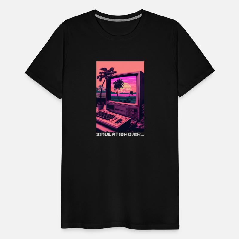 Simulation Over Retro Computer Monitor Vaporwave A