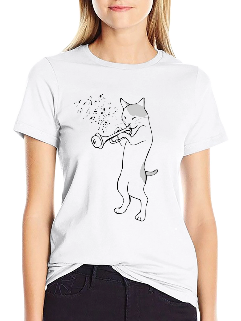 Cool Cat Trumpet Player Graphic T-Shirt