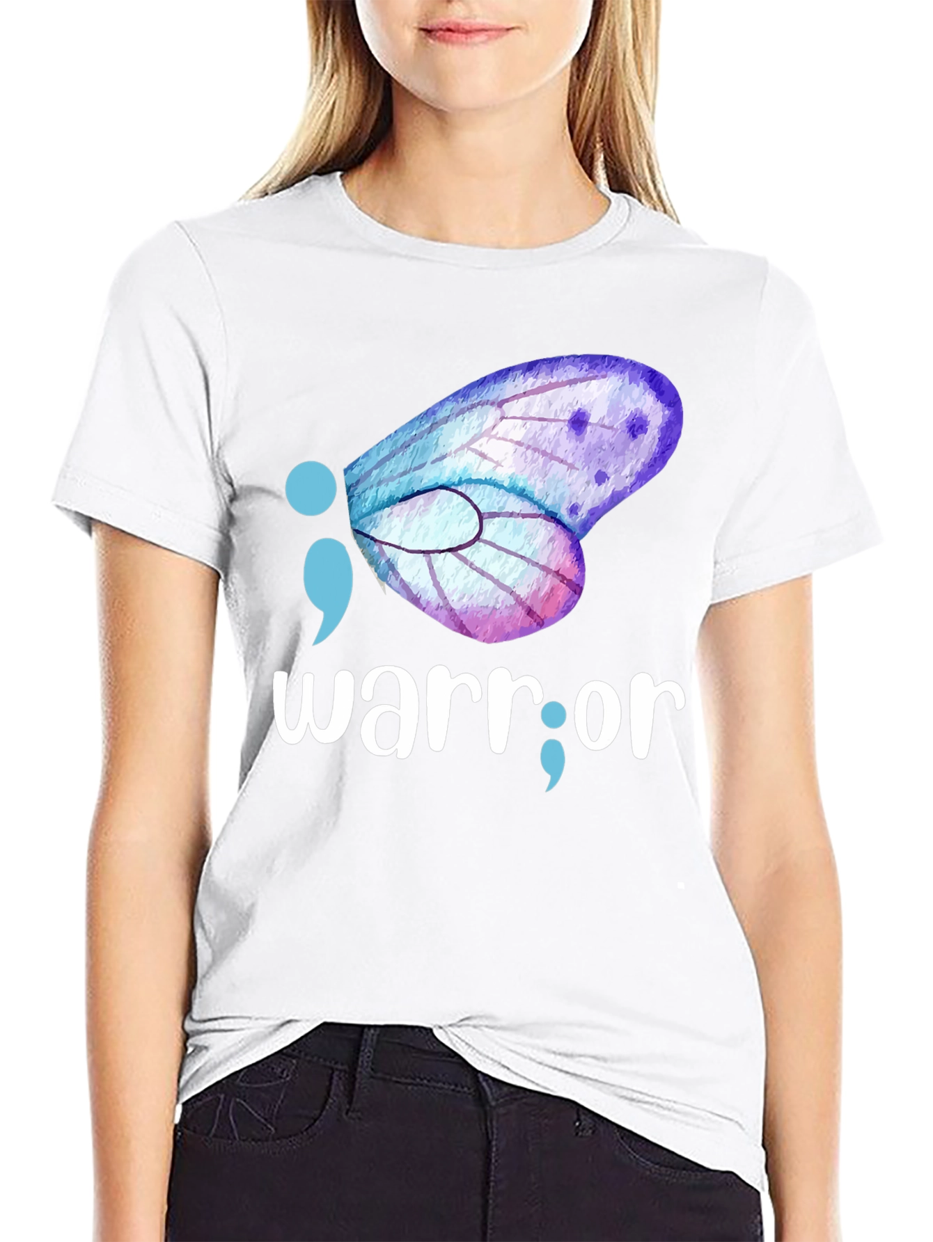 Warrior Semipcolon Butterfly Graphic Tee