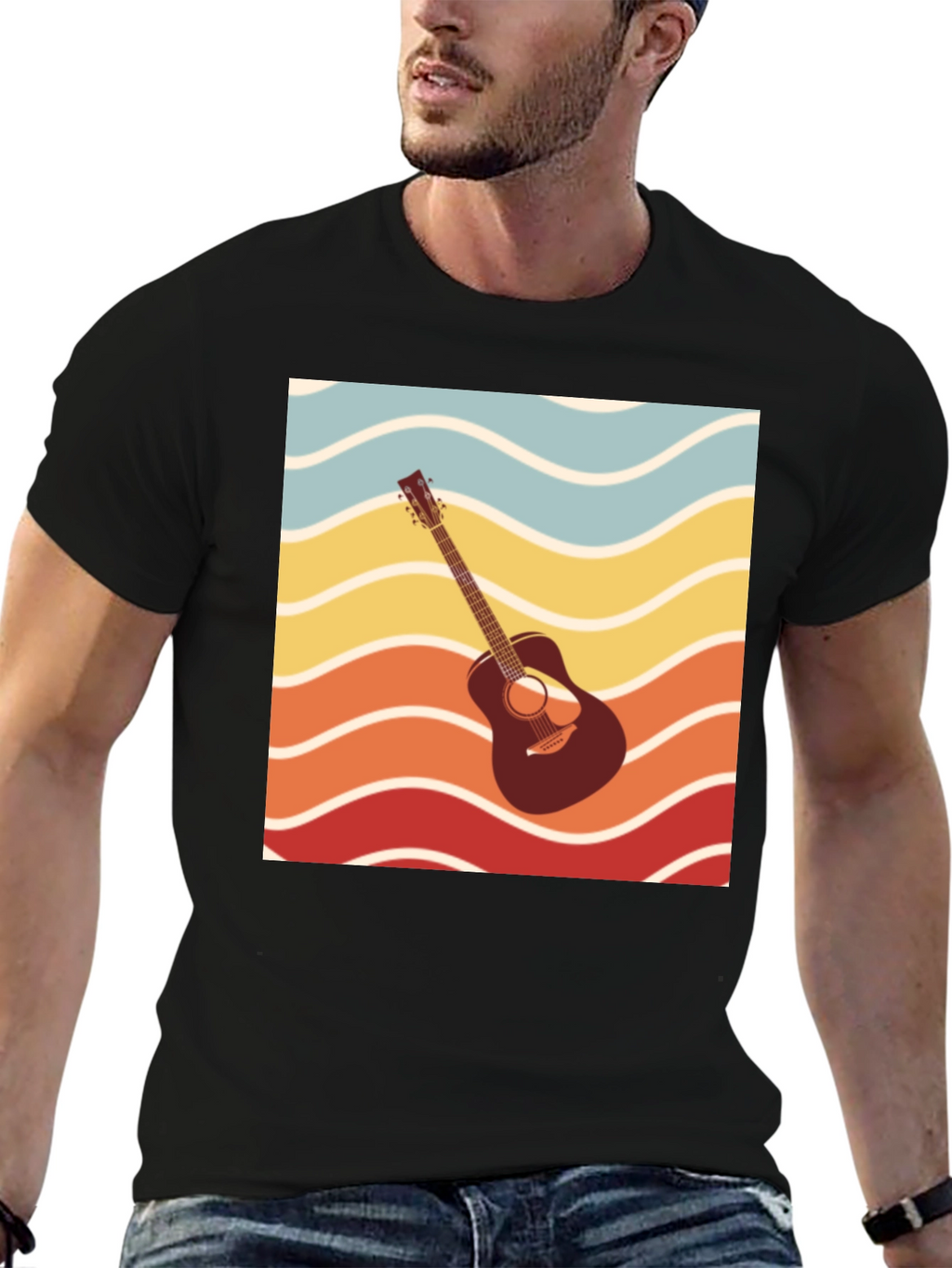Retro Guitar Wave Graphic Tee