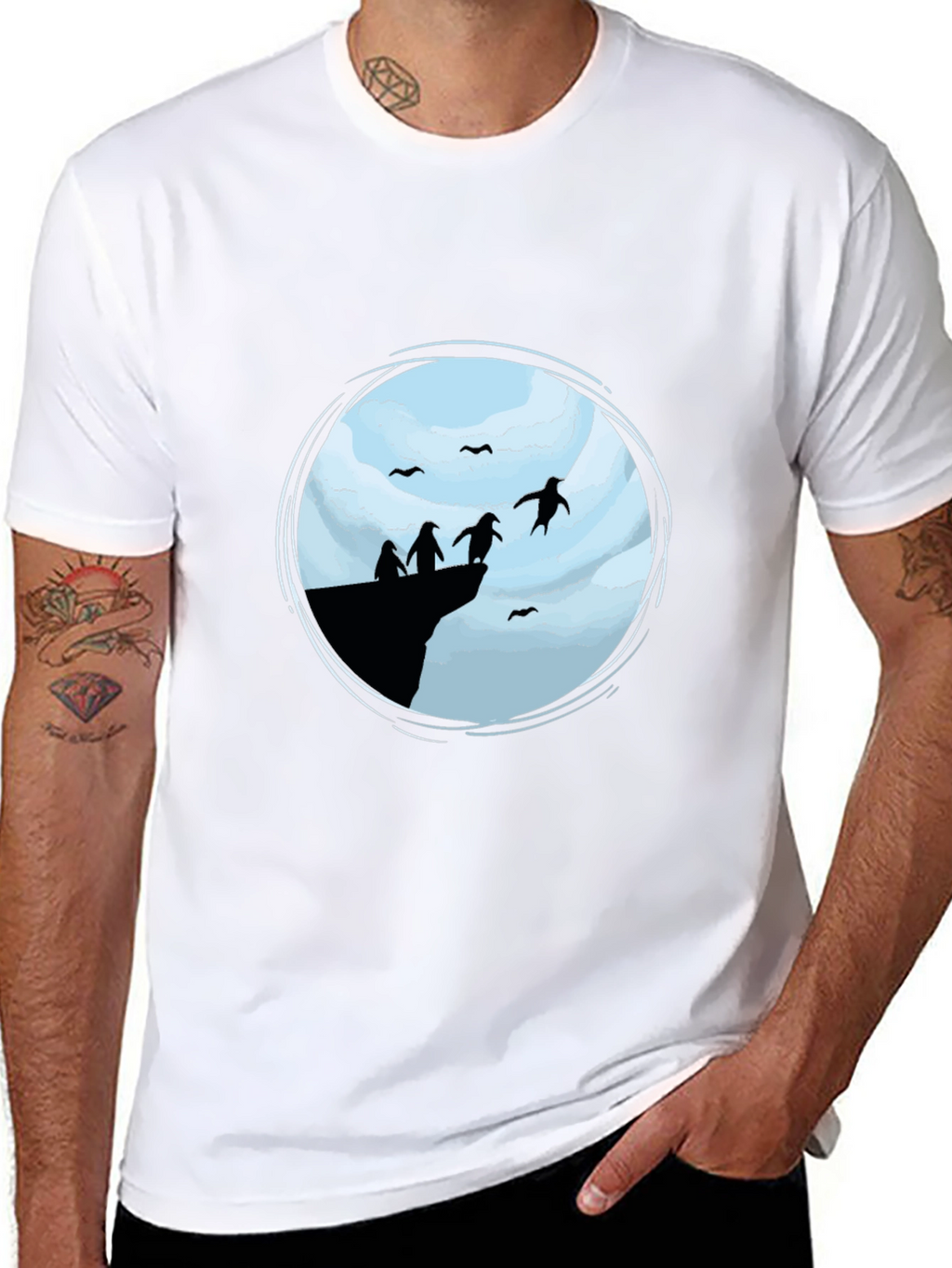 Penguin Cliff Black T-Shirt