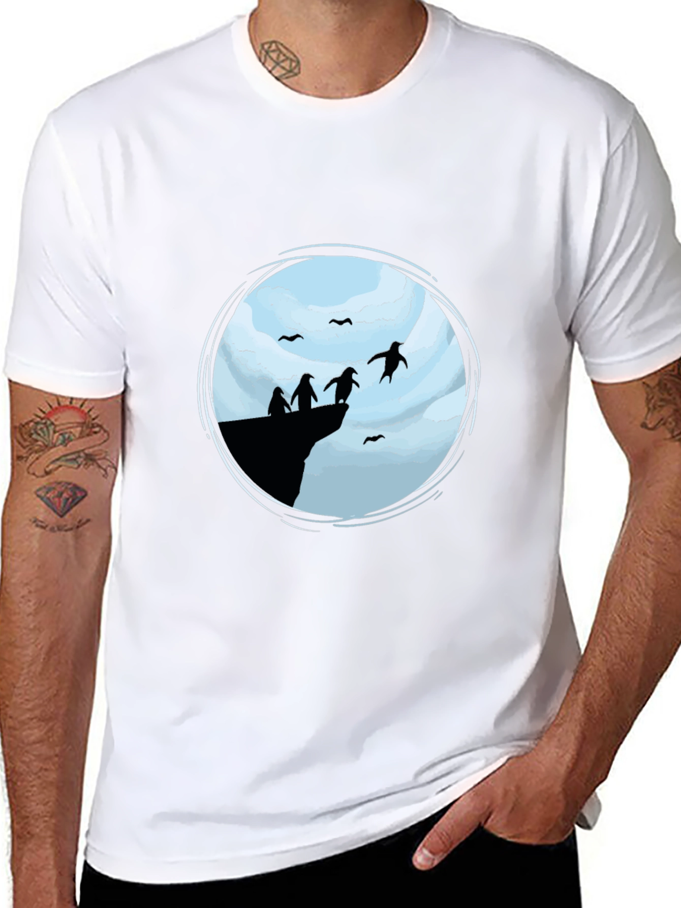 Penguin Cliff Black T-Shirt