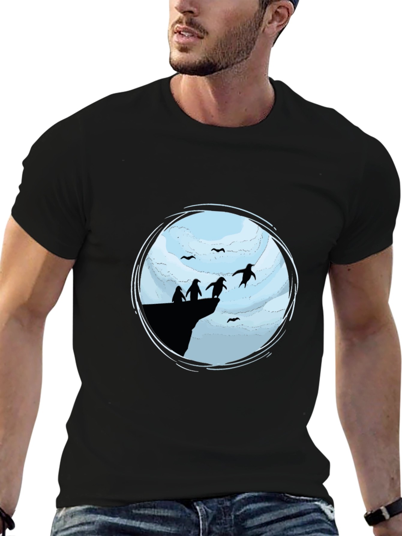 Penguin Cliff Black T-Shirt