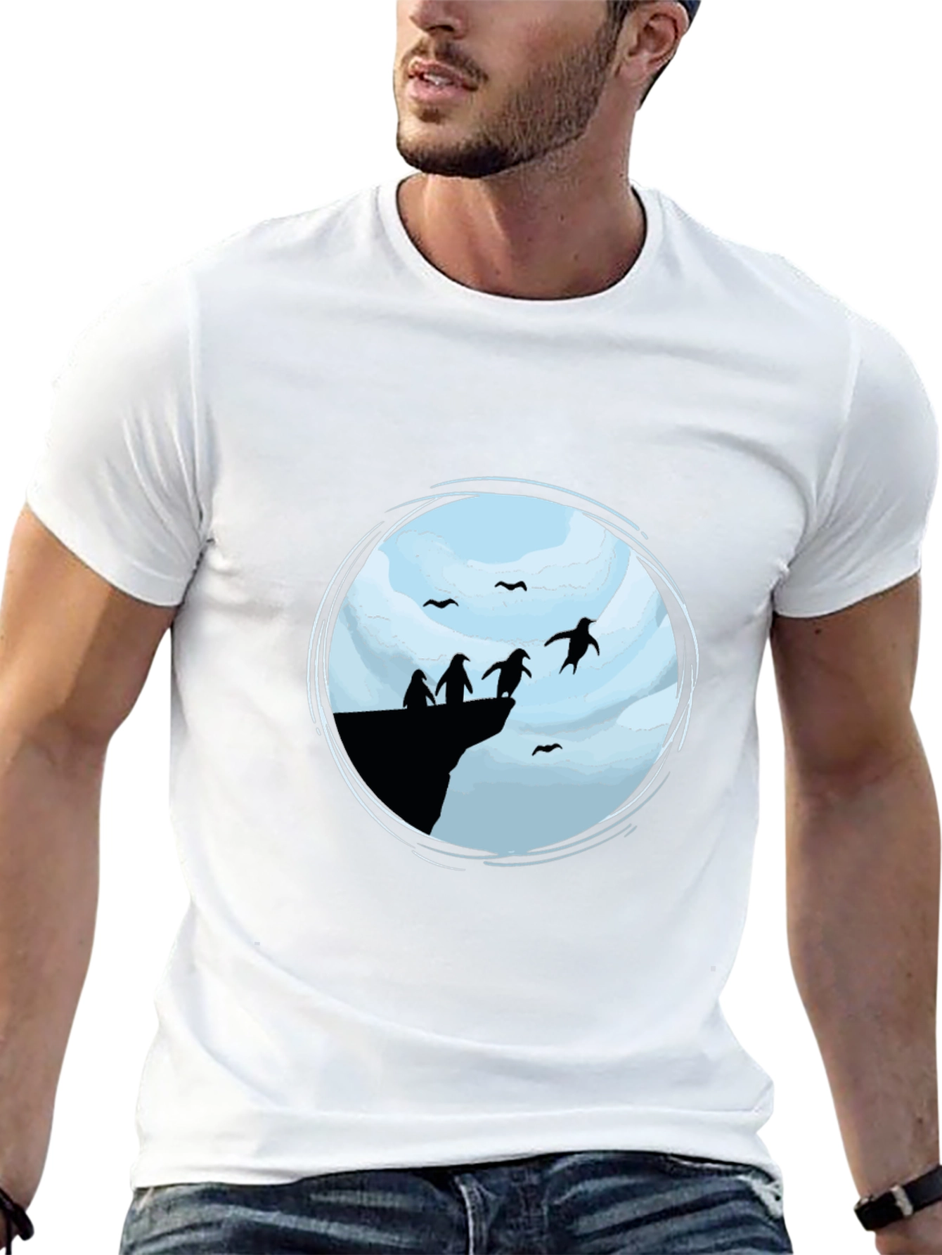 Penguin Cliff Black T-Shirt