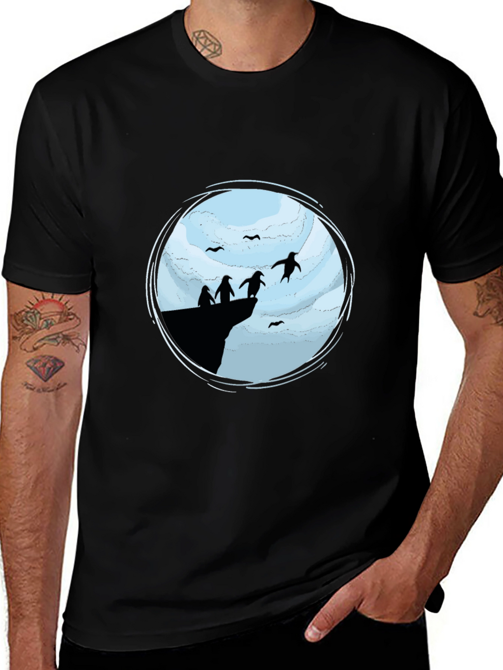 Penguin Cliff Black T-Shirt