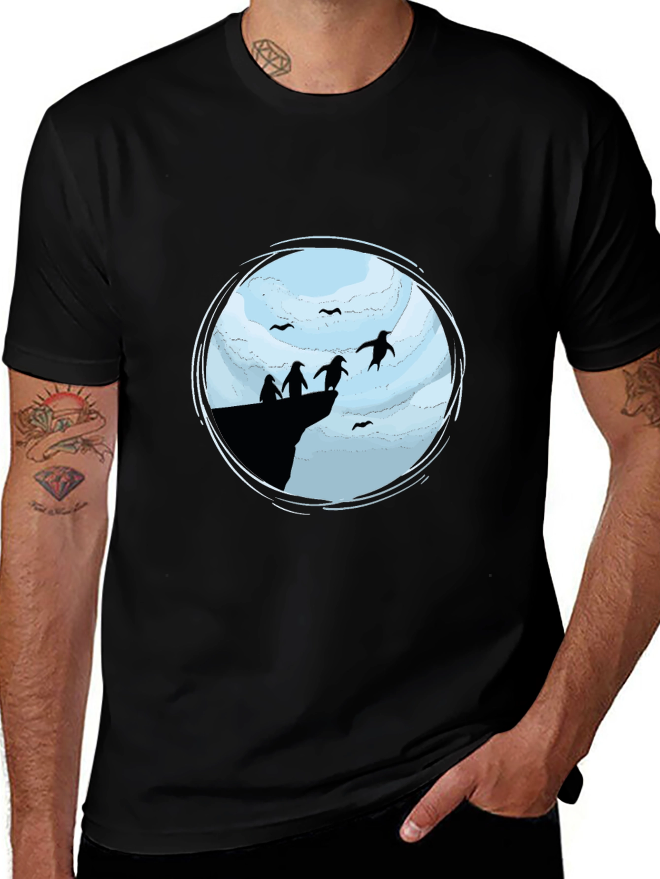 Penguin Cliff Black T-Shirt