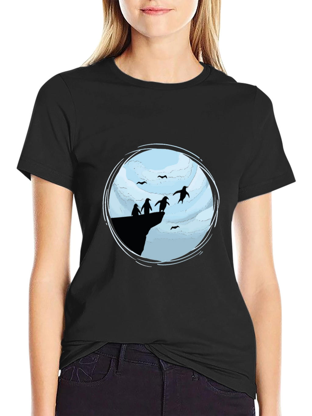 Penguin Cliff Black T-Shirt
