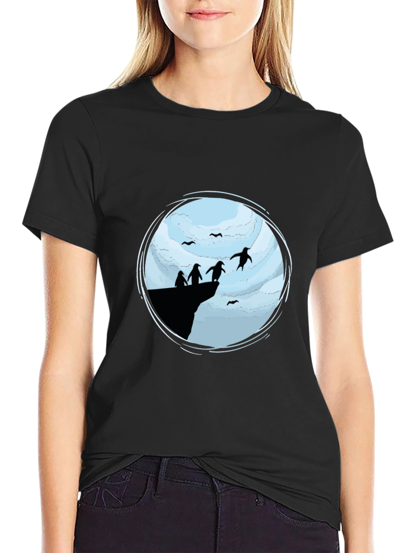 Penguin Cliff Black T-Shirt