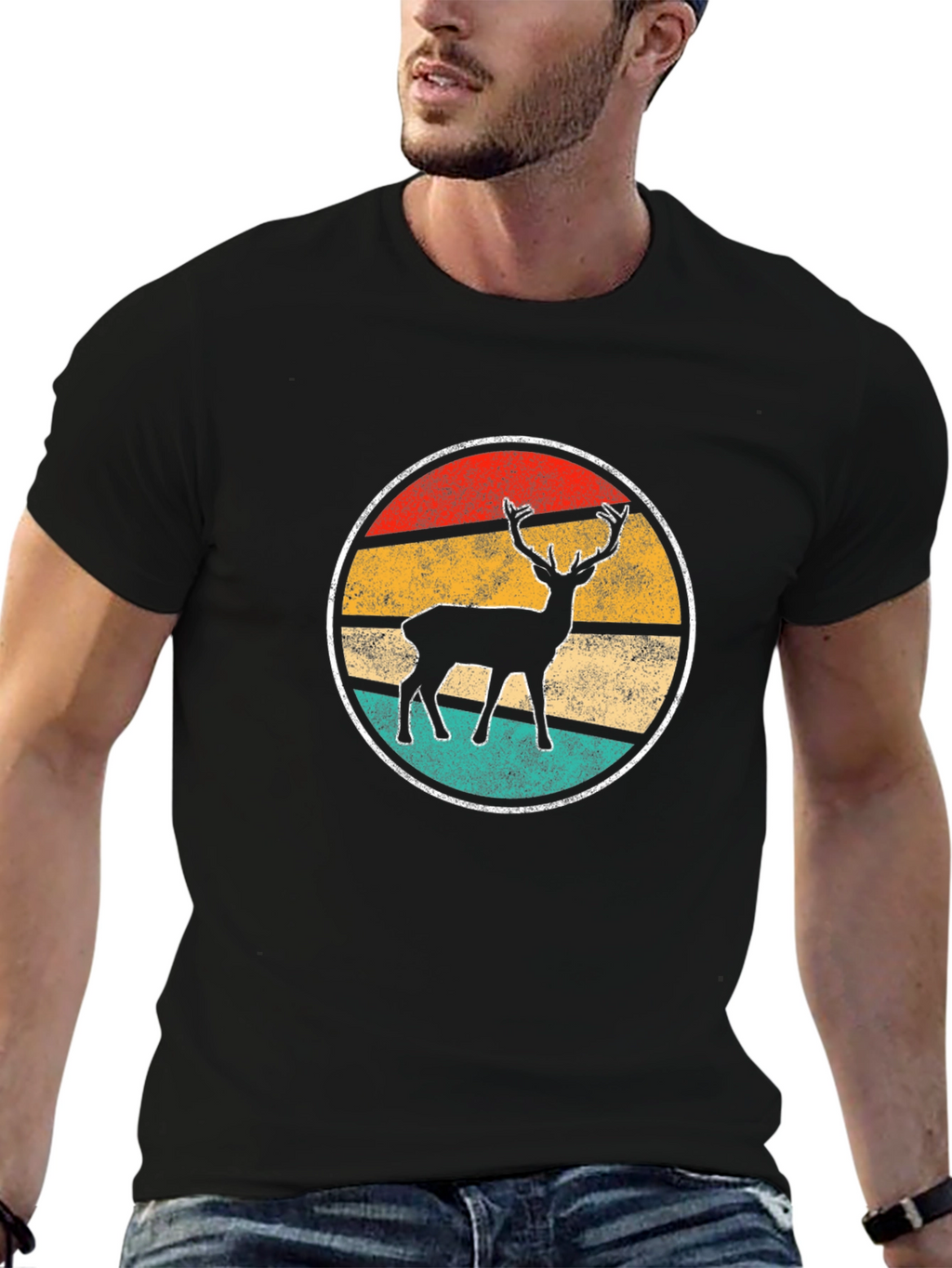 Retro Deer Graphic Tee - Nature Inspired T-Shirt