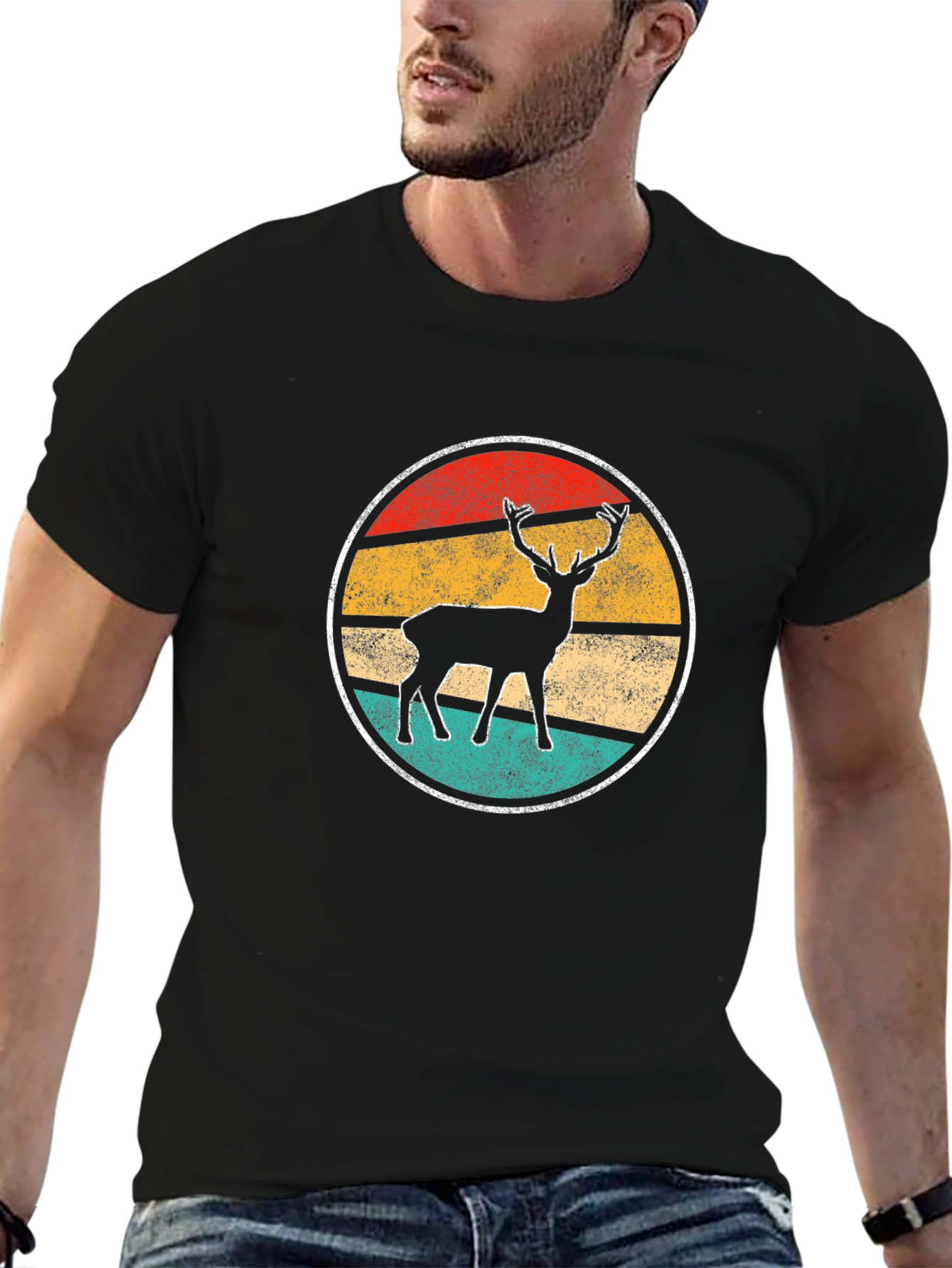 Retro Deer Graphic Tee - Nature Inspired T-Shirt