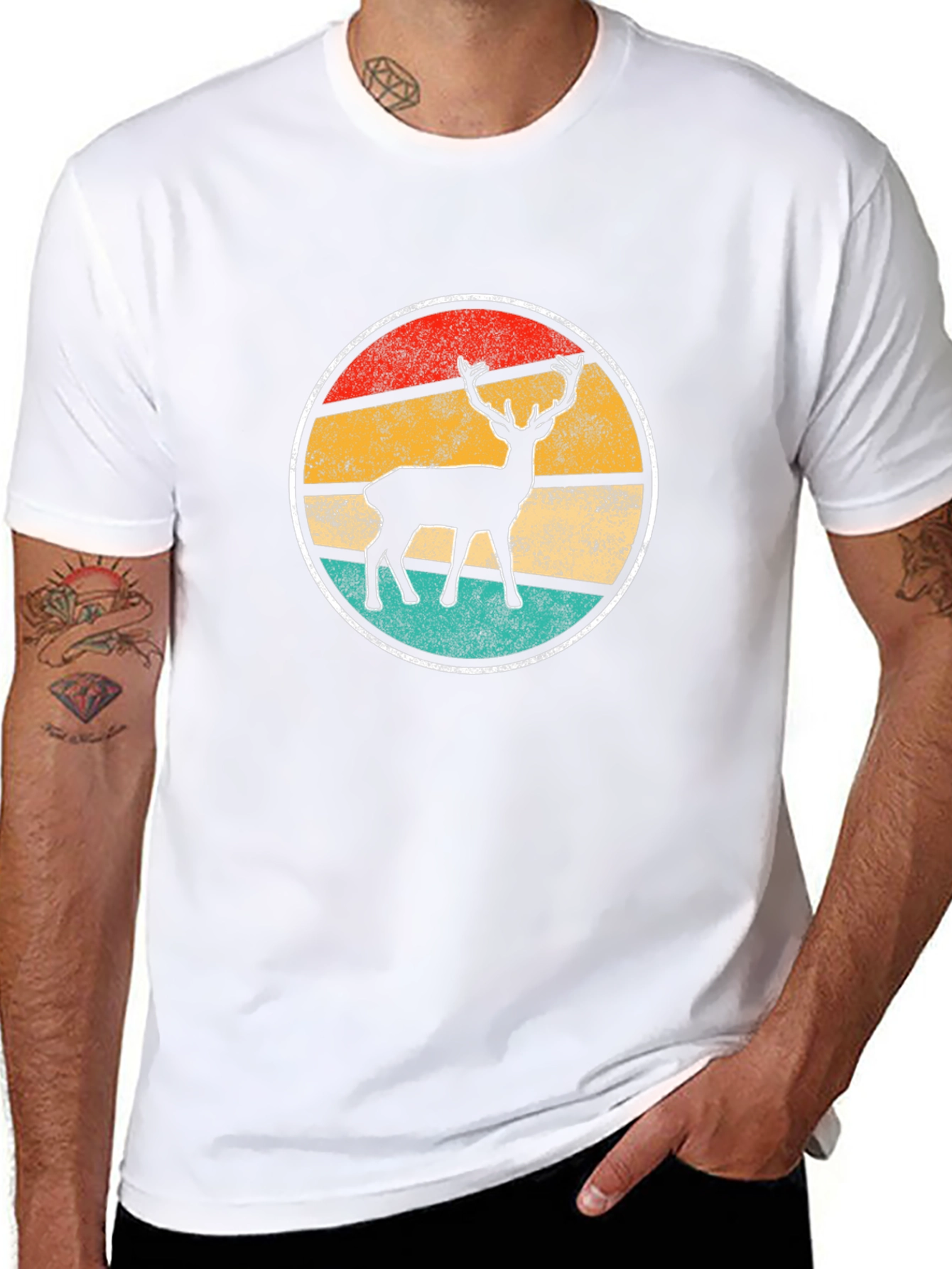 Retro Deer Graphic Tee - Nature Inspired T-Shirt