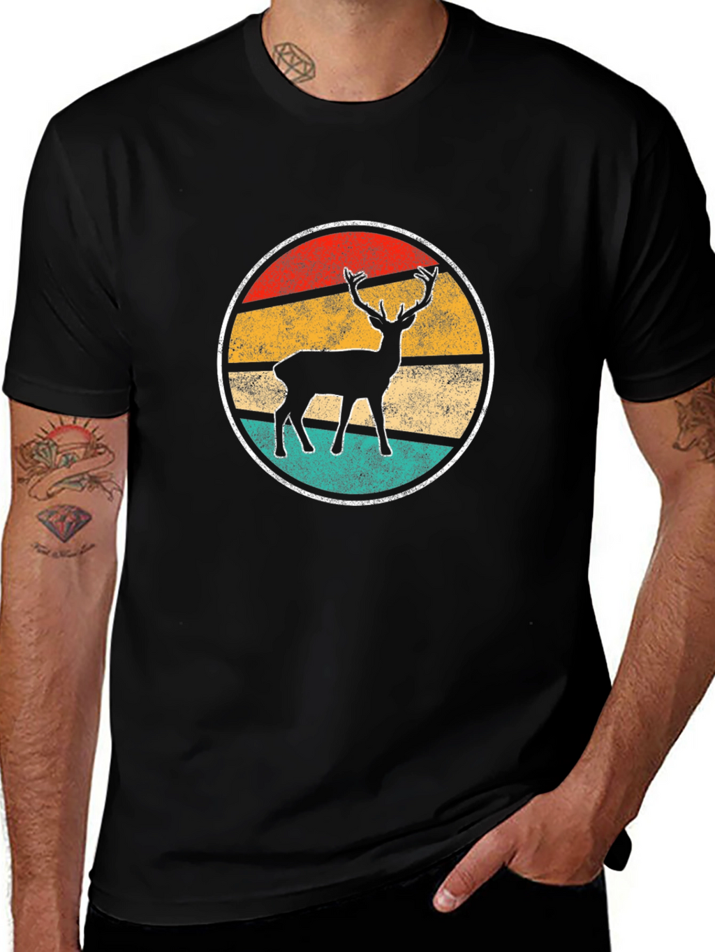 Retro Deer Graphic Tee - Nature Inspired T-Shirt