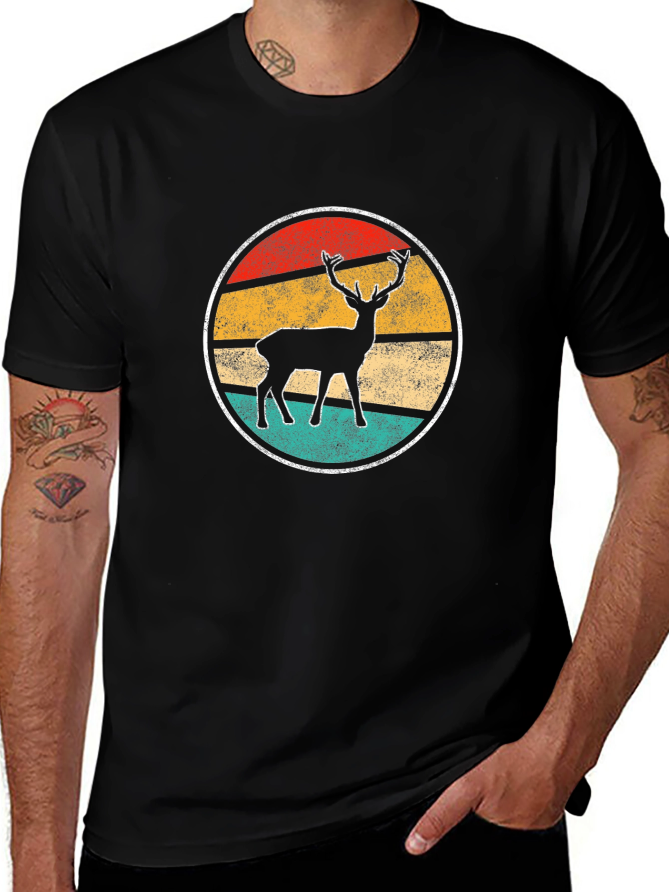 Retro Deer Graphic Tee - Nature Inspired T-Shirt