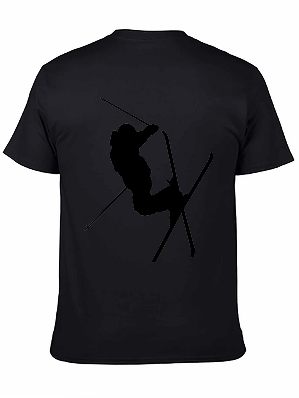 Black Skiing Silhouette Graphic T-Shirt