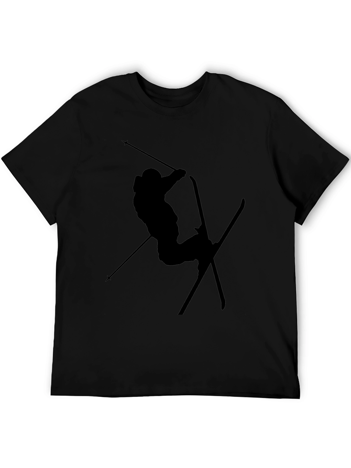 Black Skiing Silhouette Graphic T-Shirt